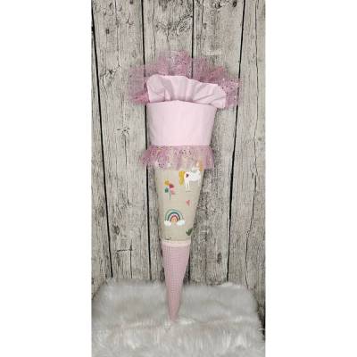 Einhorn Schultüte aus Stoff in rosa / 70cm/ für Mädchen wahlweise mit Kissen