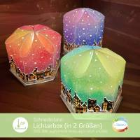 Lichterbox, Laterne SVG in 2 Größen, Plotterdatei für Papier inkl. Anleitung, mit tollem Lichtspiel, für 3 Teelichter