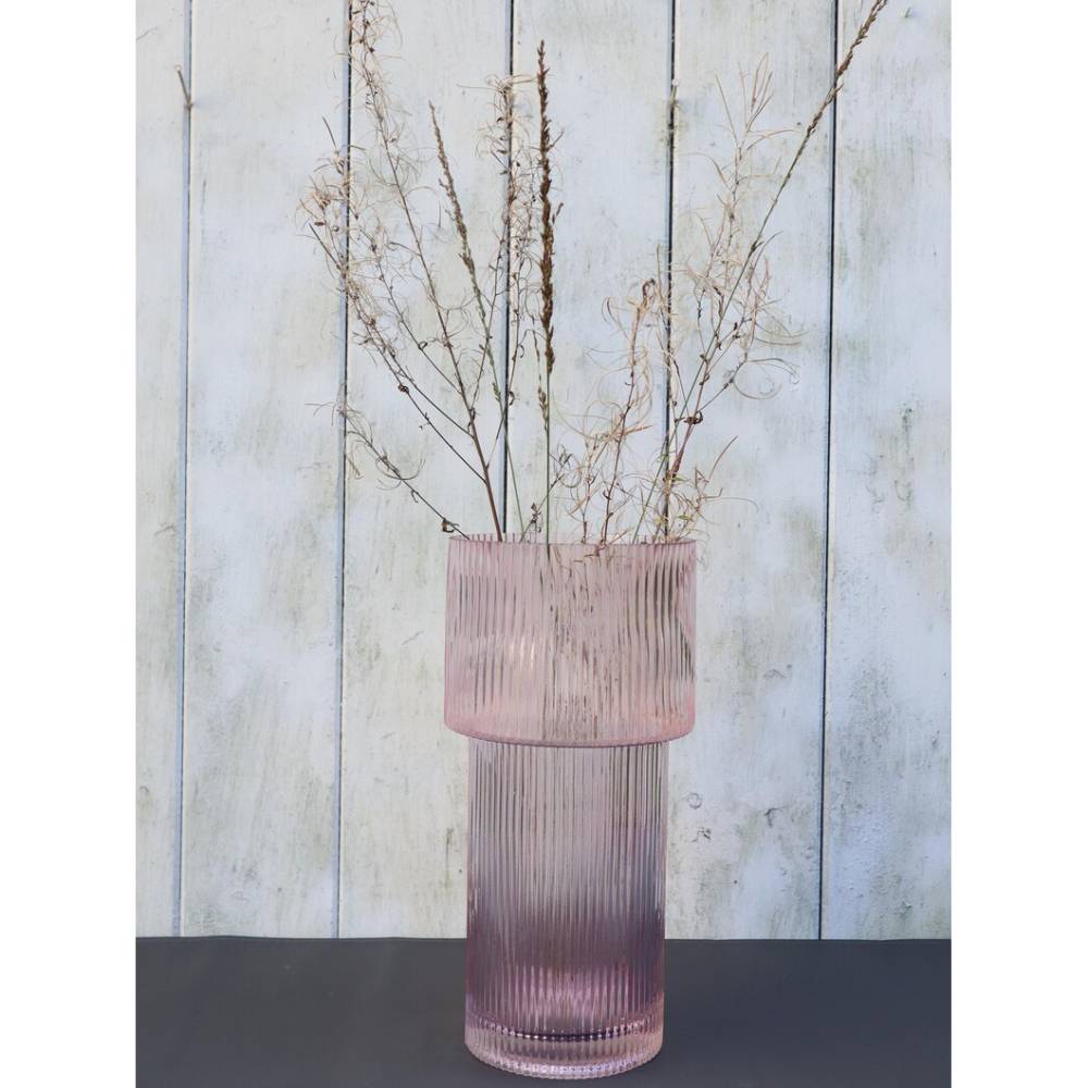 Glas Vase rosa oder grau Tischdeko Blumenvase Geschenk für Dekovase aus Glas