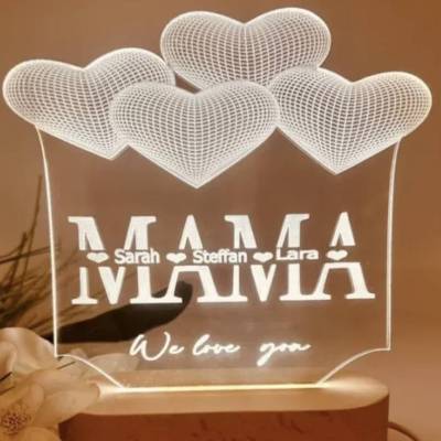 Personalisiertes Weihnachtsgeschenk, 3D Herzen LED-Lampe,, Nachtlicht mit Herzfigur, Muttertag-Geschenk 