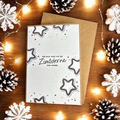 Weihnachtskarte 'Für dich hole ich die Zimtsterne vom Himmel' – Edles Design für Partner & Freunde
