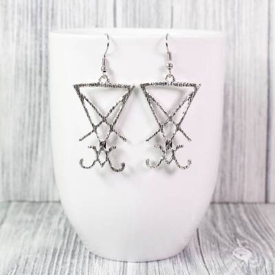 Ohrringe Ohrhänger Satan Luzifer Lucifer Sigil Darkness Gothic Black Drache Draken Ohrhaken