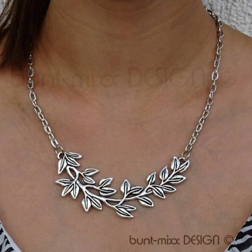 Statementkette große Blätterranke Blatt Zweig Collier Kette, made by BuntMixxDESIGN