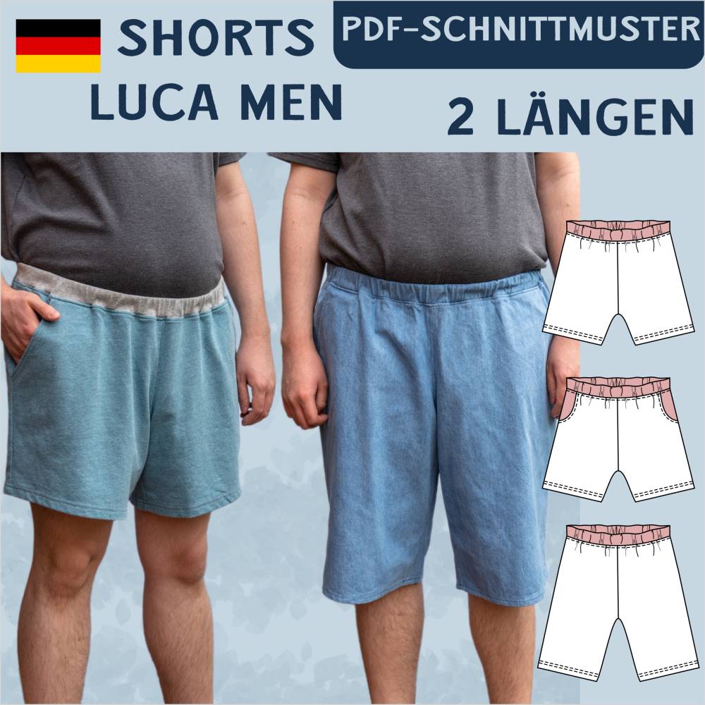Ebook & Schnittmuster 'Luca Men' – Lockere Männershorts mit Bündchen & Taschenoption, inkl. PDF-Anleitung (Größe 44-60) Bild 1