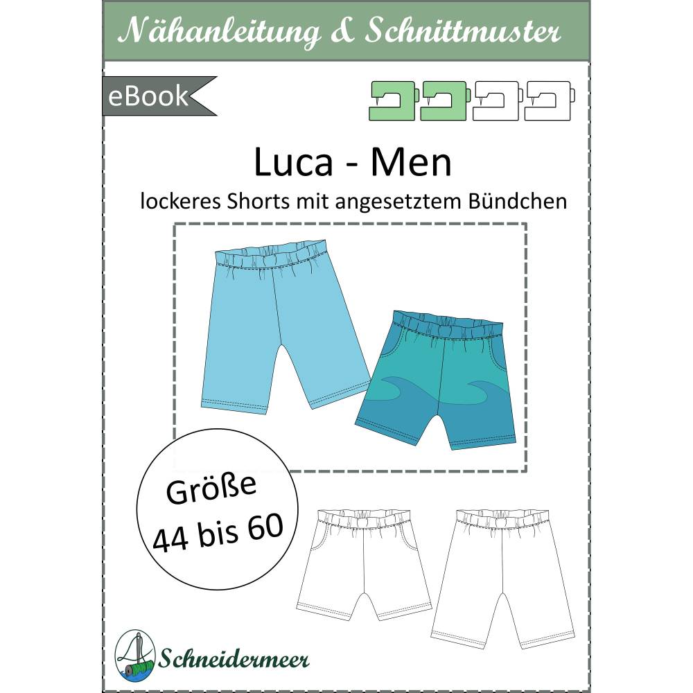 Ebook & Schnittmuster 'Luca Men' – Lockere Männershorts mit Bündchen & Taschenoption, inkl. PDF-Anleitung (Größe 44-60) Bild 8