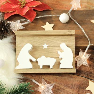 Handgemachte Mini-Krippe mit Holzbox – Natürliche & Moderne Weihnachtsdeko
