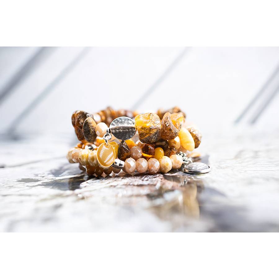 Bernstein Perlenarmband Set in braun, elegant Schmuck stapelbar, Unikat bohemian Bettelarmband, Geschenk Weihnachten Bild 1