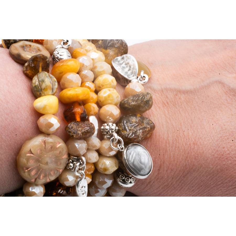 Bernstein Perlenarmband Set in braun, elegant Schmuck stapelbar, Unikat bohemian Bettelarmband, Geschenk Weihnachten Bild 10