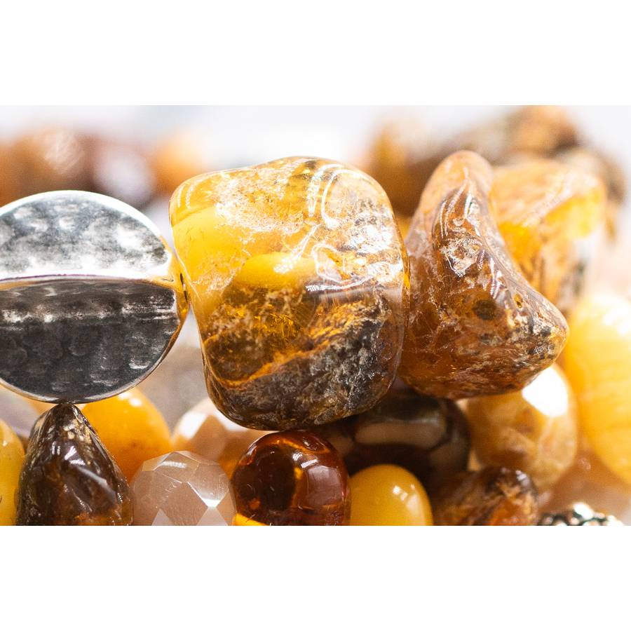 Bernstein Perlenarmband Set in braun, elegant Schmuck stapelbar, Unikat bohemian Bettelarmband, Geschenk Weihnachten Bild 3