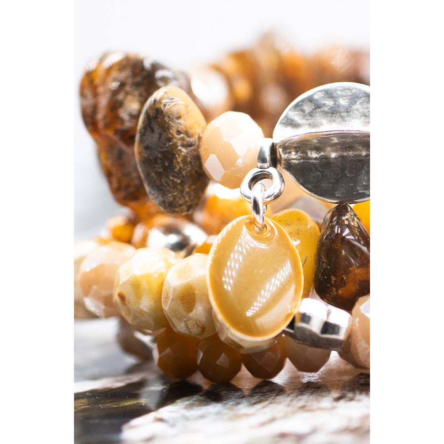 Bernstein Perlenarmband Set in braun, elegant Schmuck stapelbar, Unikat bohemian Bettelarmband, Geschenk Weihnachten Bild 4