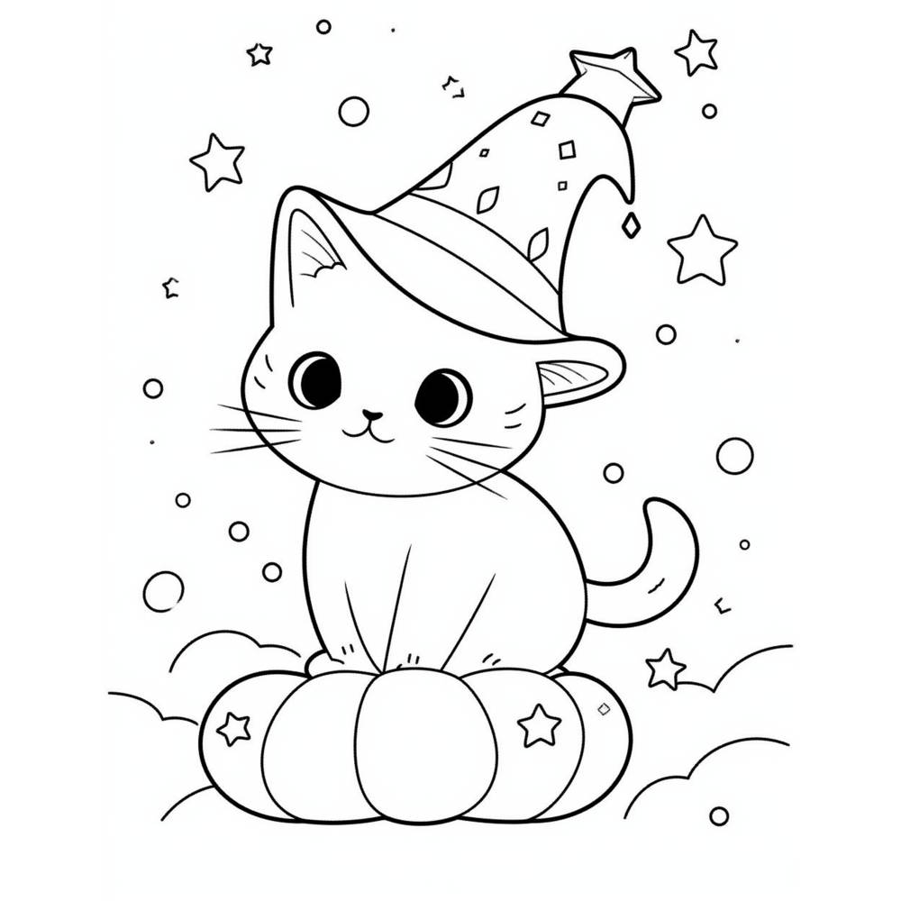 130 niedliche Katzen Malbuch Halloween Bilder zum ausdrucken PDF digital Bild 10