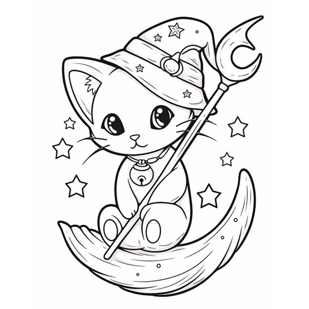 130 niedliche Katzen Malbuch Halloween Bilder zum ausdrucken PDF digital Bild 6