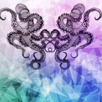 ♕ French Terry Panel von Nautistore "Chrystal Octopus" 200 x 150 cm Stoff Nähen Krake Tintenfisch ♕