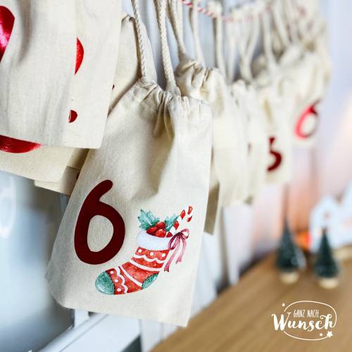 Adventskalender Säckchen 24 Türchen | Adventssäckchen mit Zahlen | Adventskalender