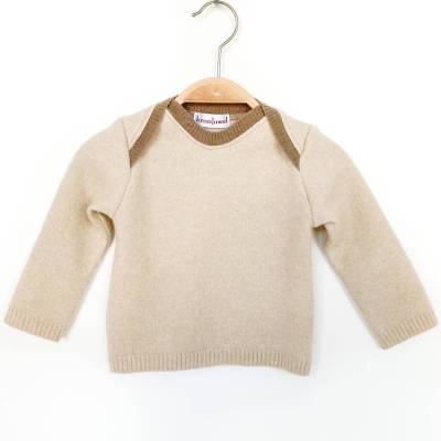 Babypullover Größe 74 beige/braun 100%Kaschmir / Upcycling Schlupfpulli 