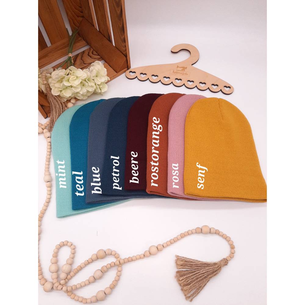bestickte Beanie/ große Farbauswahl/ Onesize/ Sonne/ Regenbogen/ Herz/ Sterne Bild 2