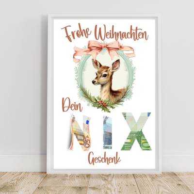 Geldgeschenk - Wunscherfüller zu Weihnachten, A4 , Sofort Download, Zum Ausdrucken, Last-Minute Geschenk