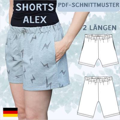 Schnittmuster 'Alex' – Locker sitzende Shorts mit Gummibund (Gr. 34-50), ideal für Sommer & Freizeit