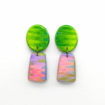 Abstrakt Ohrringe, kleine matte Ohrstecker bunt mit Sterling Silber Ohrstecker, moderne geometrische Ohrringe 