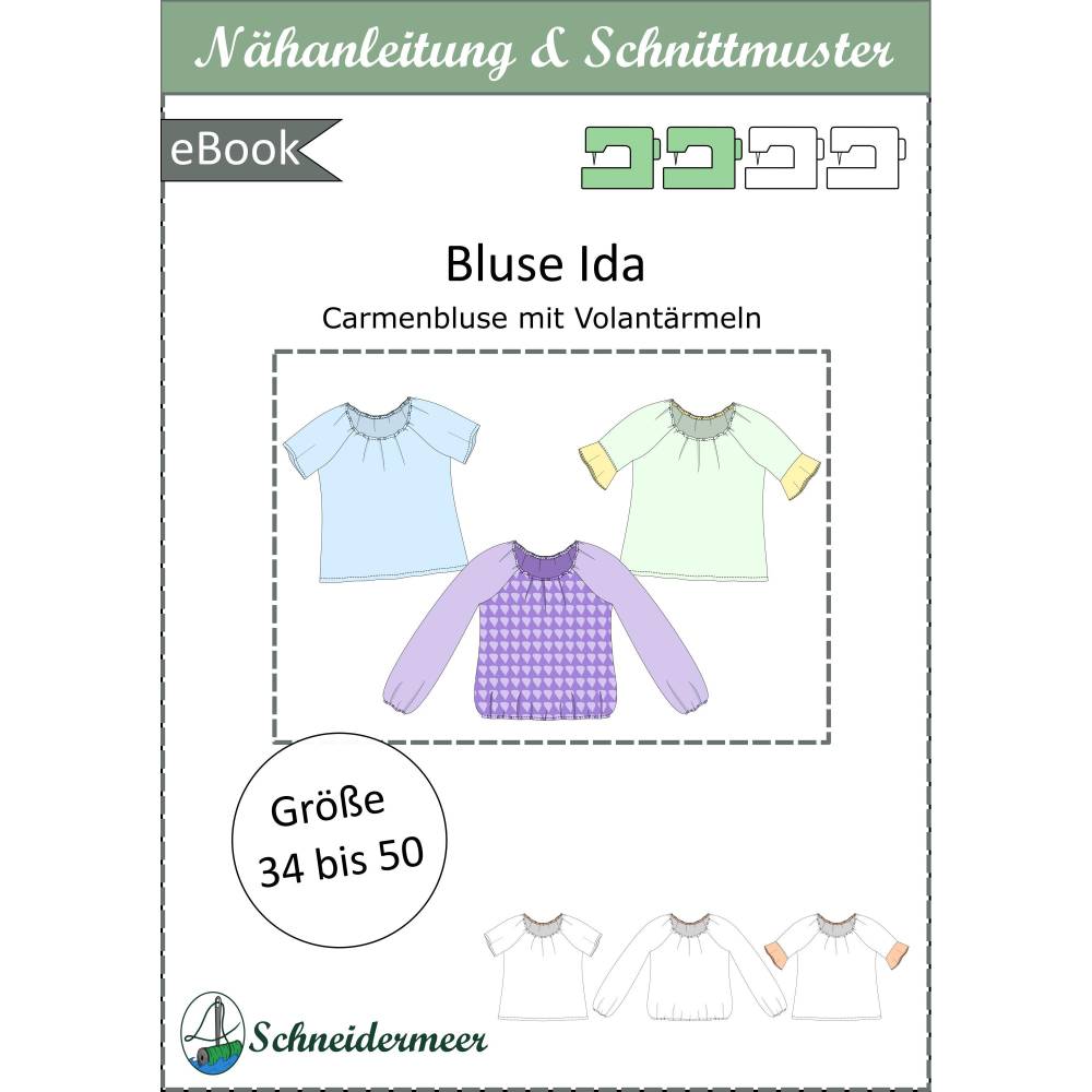 Schnittmuster 'Ida' – Sommerliche Carmenbluse mit variablen Ärmeln & Gummibandsaum (Gr. 34-50) Bild 9