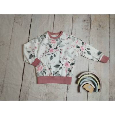 Gr. 80, Oversize-Pulli, Pullover, Rosen groß, altrosa