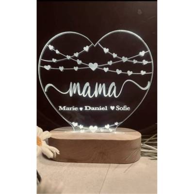 Personalisiertes Weihnachtsgeschenk, 3D Herzen LED-Lampe,, Nachtlicht mit Herzfigur, Muttertag-Geschenk 