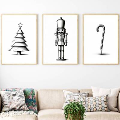 Poster Set Weihnachten Nussknacker Zuckerstange Weihnachtsdeko Zuhause Weihnachtsgeschenk