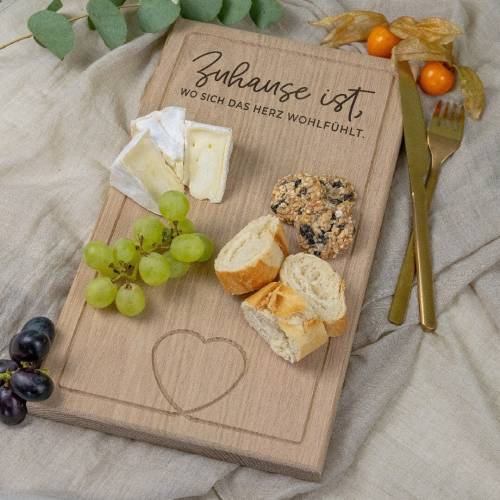 Schneidebrett aus Eichenholz als Geschenk zur Einweihung, hochwertiges Holzbrett, Vesperplatte aus Holz
