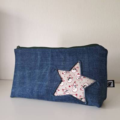 Kulturbeutel mit tanzenden Schneemännern - Notfalltasche - Hygieneetui >> 12cm x 22cm x 7cm