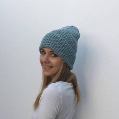 UNISEX BASIC Mütze MINT handgestrickt Hipster Beanie von zimtblüte