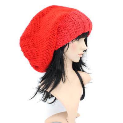 Spezielle Chunky Boho,Beanie,Super Lang!Rot!Dreads!Strickmütze, Long Beanie!