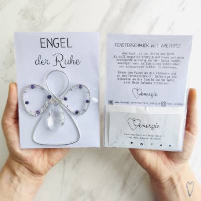 Engel der Ruhe - Deko Engel mit Amethyst | Fensterschmuck mit Sonnenfänger zum Aufhängen