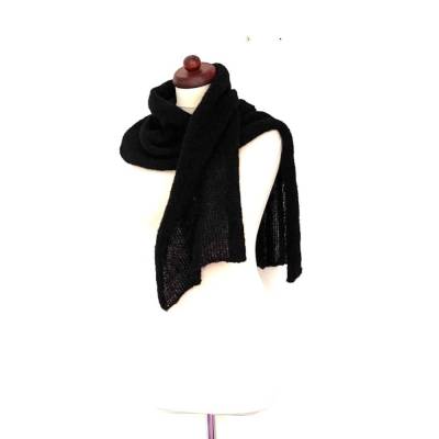 Strickschal,Schal!Winterschal!Gestrickt! Für Sie&Ihn!Männer,Damen!Grobstrick! Decke,Schwarz,Schulterwärmer!Alpaka/Seide!