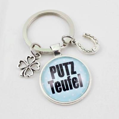 Schlüsselanhänger Putzteufel Putzfimmel Personalisierbar Glücksbringer Geschenk Geschenkidee Talisman Punkte