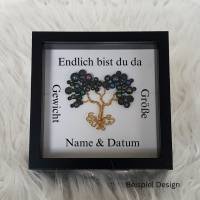 Mini Perlenbaum Geschenk zur Geburt / Personalisierter Bilderrahmen / Lebensbaum /Geburtsrahmen