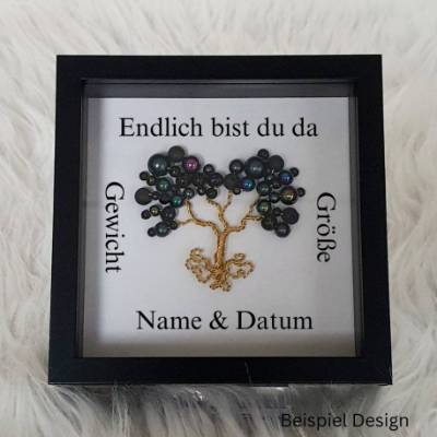 Mini Perlenbaum Geschenk zur Geburt / Personalisierter Bilderrahmen / Lebensbaum /Geburtsrahmen