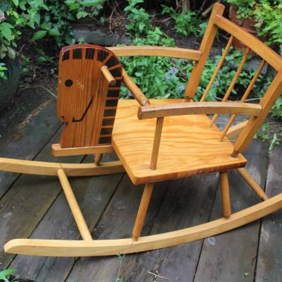 Vintage Schaukelpferd Kinder Schaukelstuhl Holz 50er 60er Jahre DDR