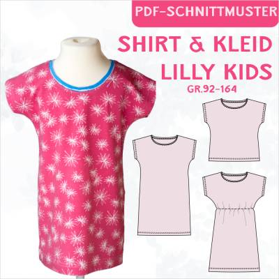 Ebook & Schnittmuster 'Lilly Kids' – Lockeres Shirt & Kleid für Kinder, ideal für Anfänger, inkl. PDF-Anleitung (Größe 9
