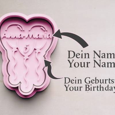 Personalisierbarer Geburtstagsluftballons Keksausstecher | Cookie Cutters | Ausstechform | Keksform mit Wunschnamen