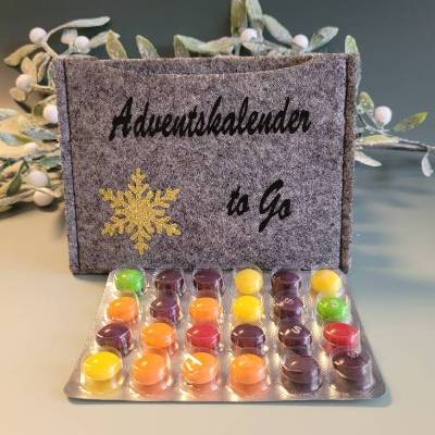 Adventkalender to Go, mit Blister, Mini-Kalender ,Geschenk ,Mitbringsel, Sofortkauf,Weihnachten,Personalisierbar