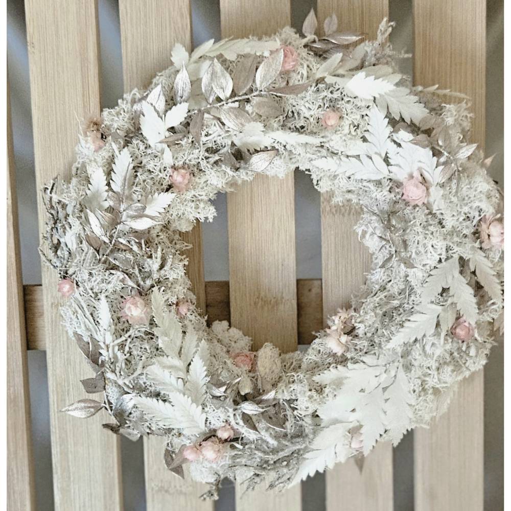 Trockenblumen Kranz Adventskranz wei gold Weihnachten