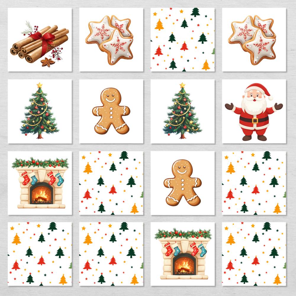 Weihnachten Memo Spiel für Kinder zum Ausdrucken, tolle Spielidee in der Weihnachtszeit Bild 3