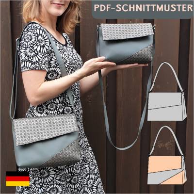 Ebook & Schnittmuster 'Chloe' – Rechteckige Tasche mit schräger Klappe & PDF-Anleitung, in 2 Größen (klein & groß)