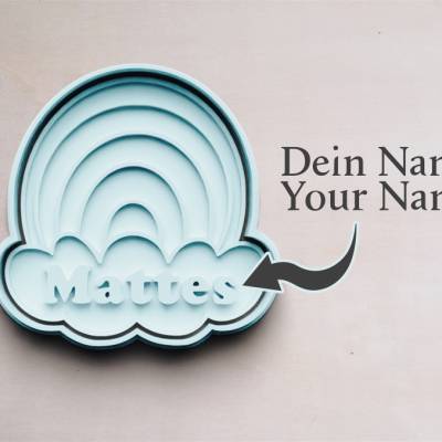 Personalisierbarer Regenbogen Keksausstecher | Cookie Cutters | Ausstechform | Keksform mit Wunschnamen