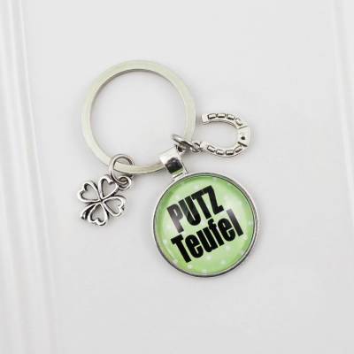 Schlüsselanhänger Putzteufel Putzfimmel Personalisierbar Glücksbringer Geschenk Geschenkidee Talisman Punkte