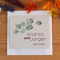 Gastgeschenk Wildblumen-Samen, Motiv Eukalyptus, personalisierbar