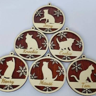 Personalisierter Katzenanhänger Weihnachten