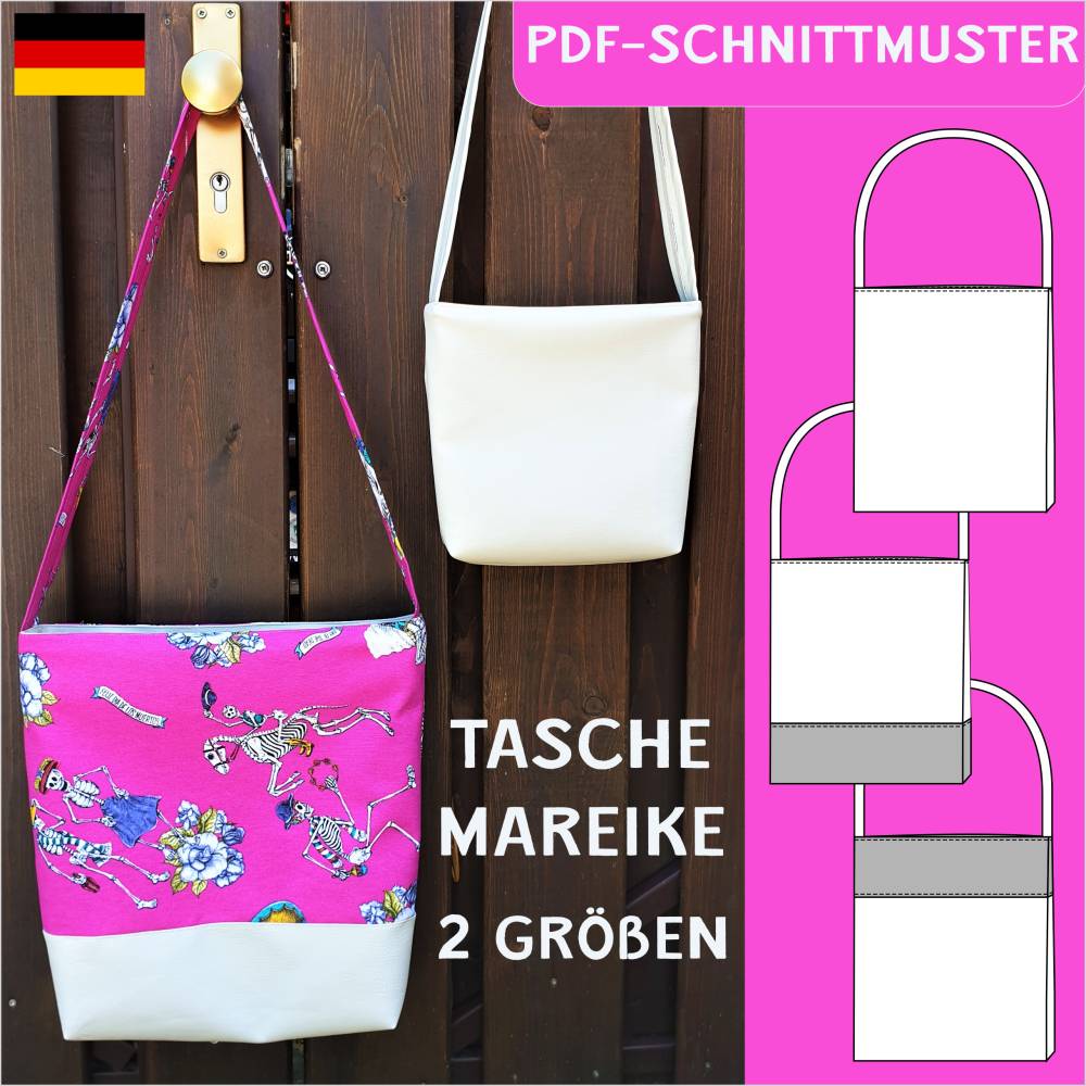 Schnittmuster 'Mareike' – Basictasche in 2 Größen & 3 Designs, inkl. Reißverschluss- oder Magnetverschlussoption, PDF Bild 1