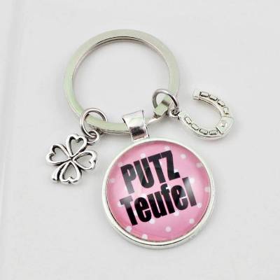 Schlüsselanhänger Putzteufel Putzfimmel Personalisierbar Glücksbringer Geschenk Geschenkidee Talisman Punkte