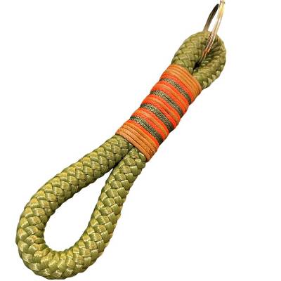 Schlüsselanhänger handgefertigt der Marke AlsterStruppi in oliv, buntes Takelgarn und Leder